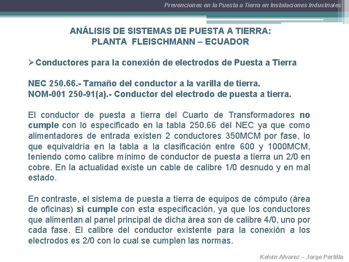 Prevenciones en la Puesta a Tierra en Instalaciones Industriales ANÁLISIS DE SISTEMAS DE PUESTA