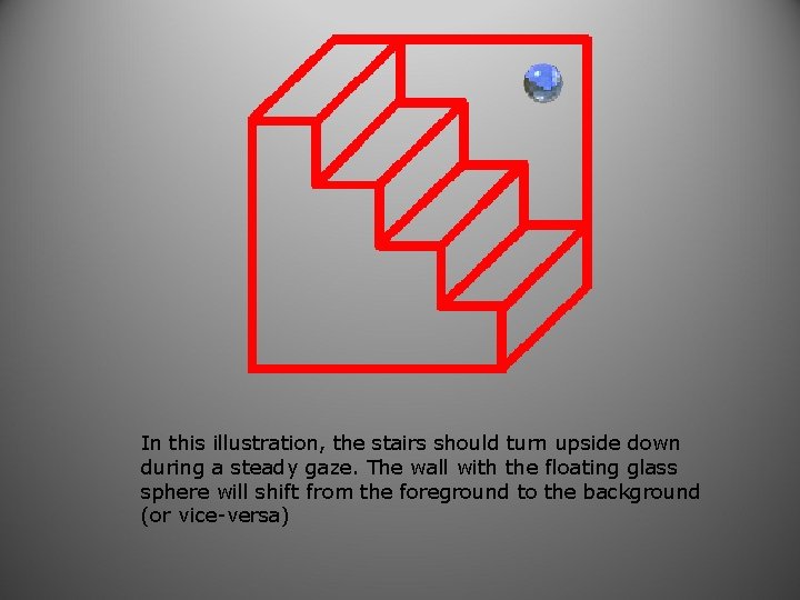 In this illustration, the stairs should turn upside down during a steady gaze. The