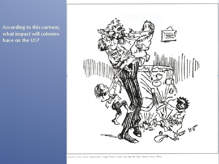 According to this cartoon, what impact will colonies have on the US? 