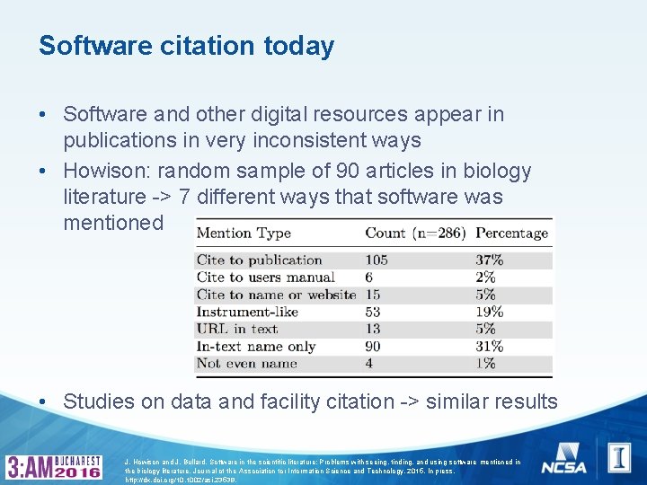 Software citation today • Software and other digital resources appear in publications in very