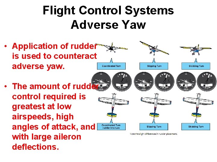 Flight Control Systems Adverse Yaw • Application of rudder is used to counteract adverse Flight Control Systems Adverse Yaw • Application of rudder is used to counteract adverse