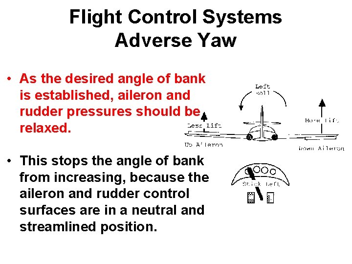 Flight Control Systems Adverse Yaw • As the desired angle of bank is established, Flight Control Systems Adverse Yaw • As the desired angle of bank is established,