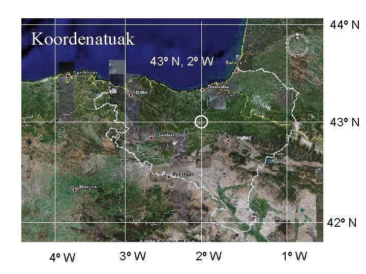 44º N Koordenatuak 43º N, 2º W 43º N 42º N 4º W 3º