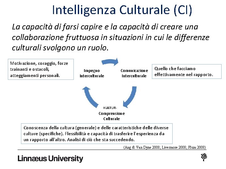 Intelligenza Culturale (CI) La capacità di farsi capire e la capacità di creare una
