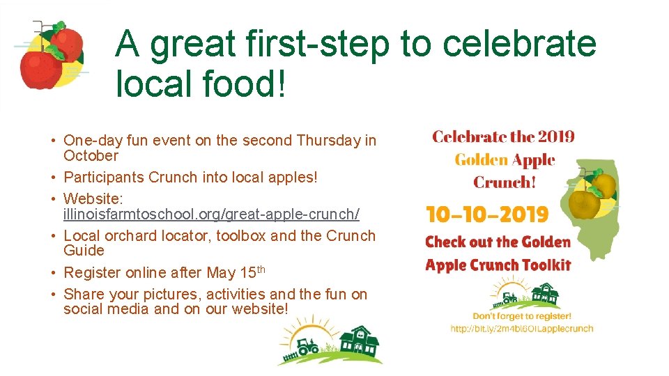 A great first-step to celebrate local food! • One-day fun event on the second