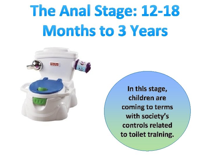 The Anal Stage: 12 -18 Months to 3 Years In this stage, children are