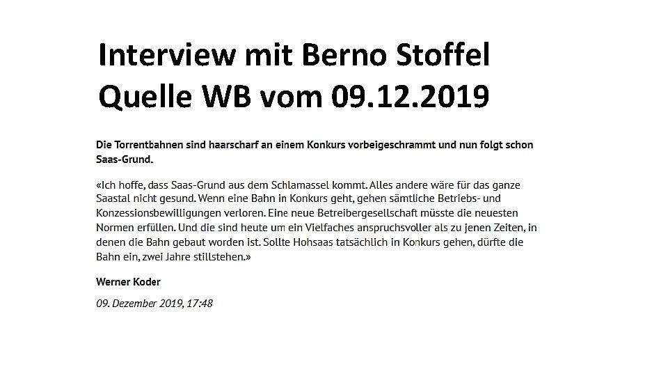 Interview mit Berno Stoffel Quelle WB vom 09. 12. 2019 