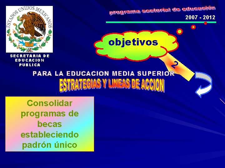 2007 - 2012 objetivos SECRETARIA DE EDUCACION PUBLICA 2 PARA LA EDUCACION MEDIA SUPERIOR