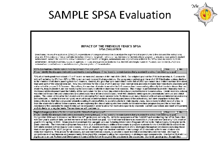SAMPLE SPSA Evaluation 