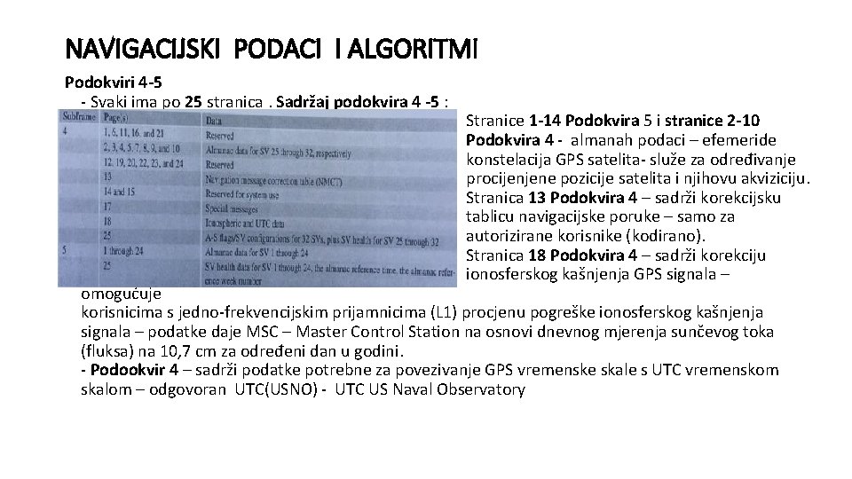 NAVIGACIJSKI PODACI I ALGORITMI Podokviri 4 -5 - Svaki ima po 25 stranica. Sadržaj