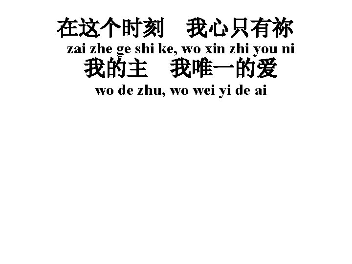 在这个时刻 我心只有祢 zai zhe ge shi ke, wo xin zhi you ni 我的主 我唯一的爱