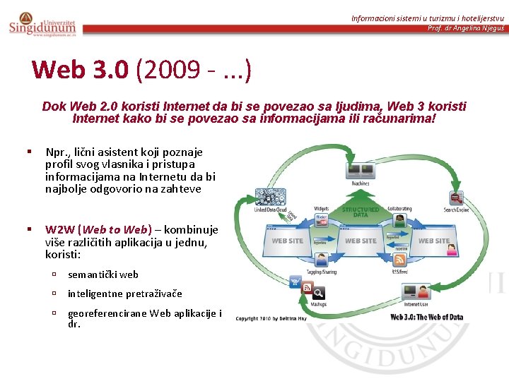 Informacioni sistemi u turizmu i hotelijerstvu Prof. dr Angelina Njeguš Web 3. 0 (2009