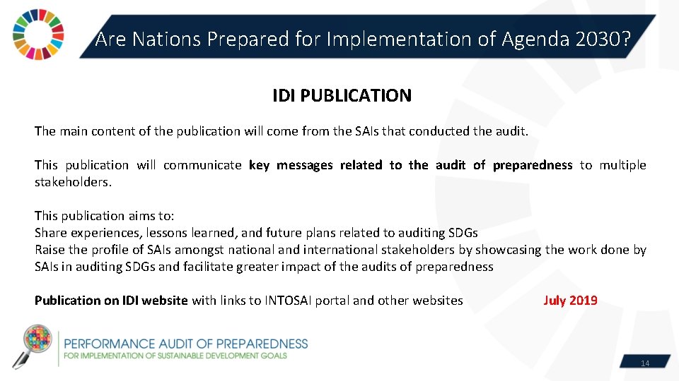 Are Nations Prepared for Implementation of Agenda 2030? IDI PUBLICATION The main content of