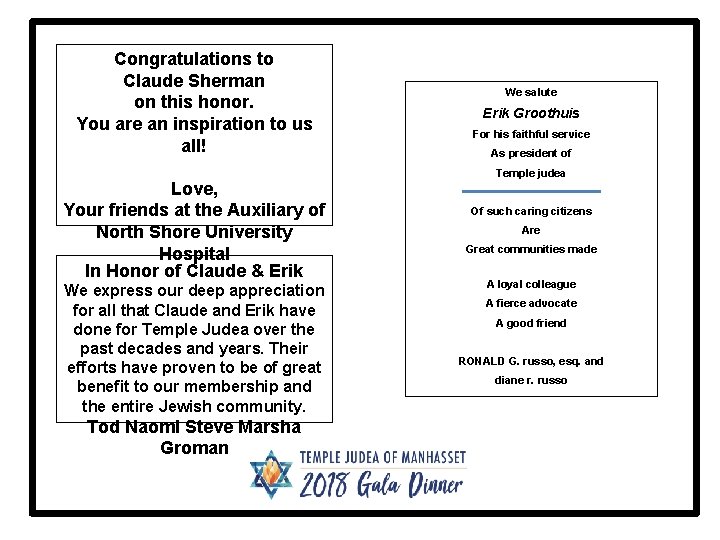 Congratulations to Claude Sherman on this honor. You are an inspiration to us all!