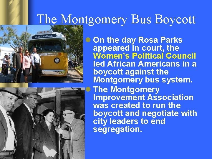 The Montgomery Bus Boycott l On the day Rosa Parks appeared in court, the