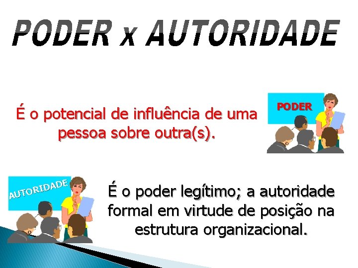 É o potencial de influência de uma pessoa sobre outra(s). DE A D I
