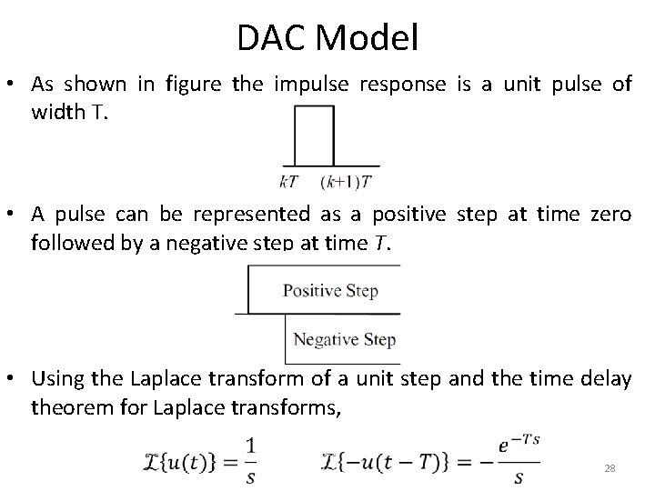 DAC Model • As shown in figure the impulse response is a unit pulse