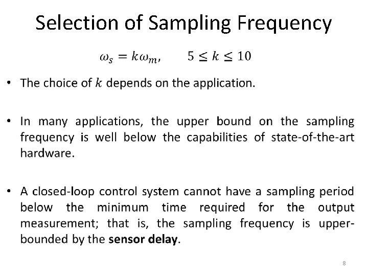 Selection of Sampling Frequency • 8 