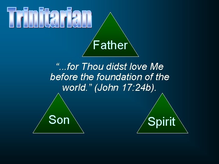 Father “. . . for Thou didst love Me before the foundation of the