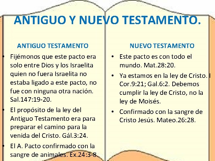 ANTIGUO Y NUEVO TESTAMENTO. ANTIGUO TESTAMENTO • Fijémonos que este pacto era solo entre