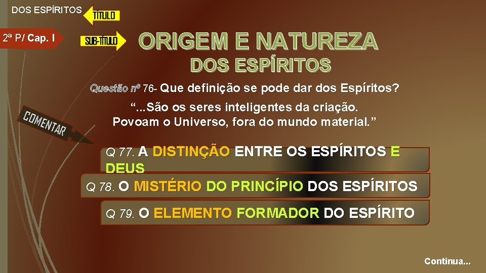 DOS ESPÍRITOS 2ª P/ Cap. I ORIGEM E NATUREZA DOS ESPÍRITOS Questão nº 76