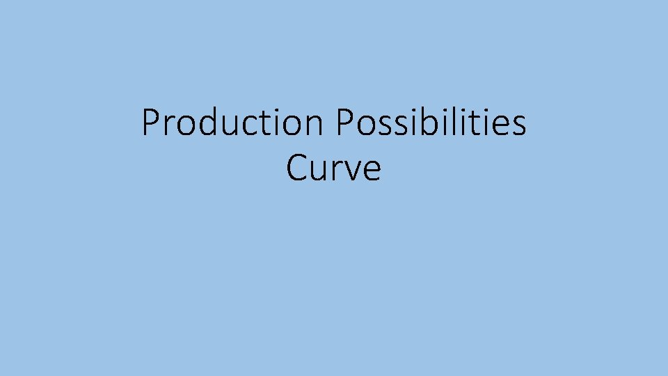 Production Possibilities Curve 