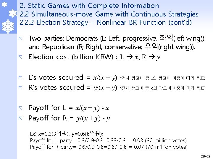 2. Static Games with Complete Information 2. 2 Simultaneous-move Game with Continuous Strategies 2.