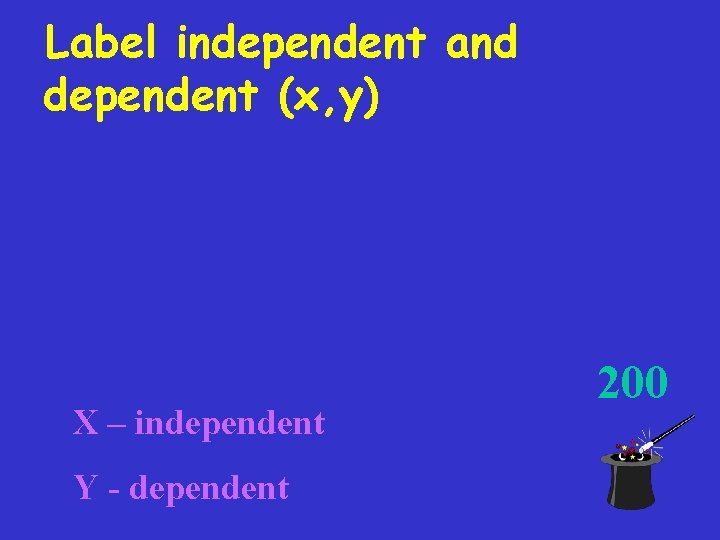 Label independent and dependent (x, y) X – independent Y - dependent 200 