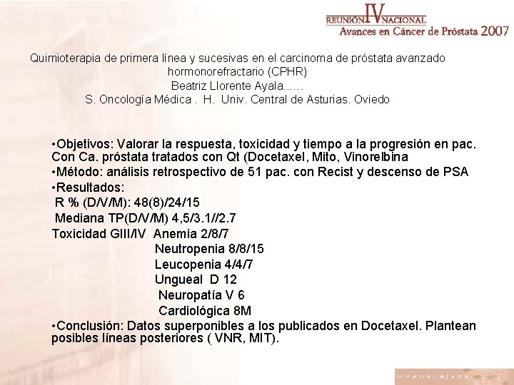 Quimioterapia de primera línea y sucesivas en el carcinoma de próstata avanzado hormonorefractario (CPHR)