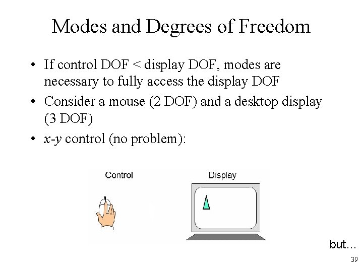 Modes and Degrees of Freedom • If control DOF < display DOF, modes are