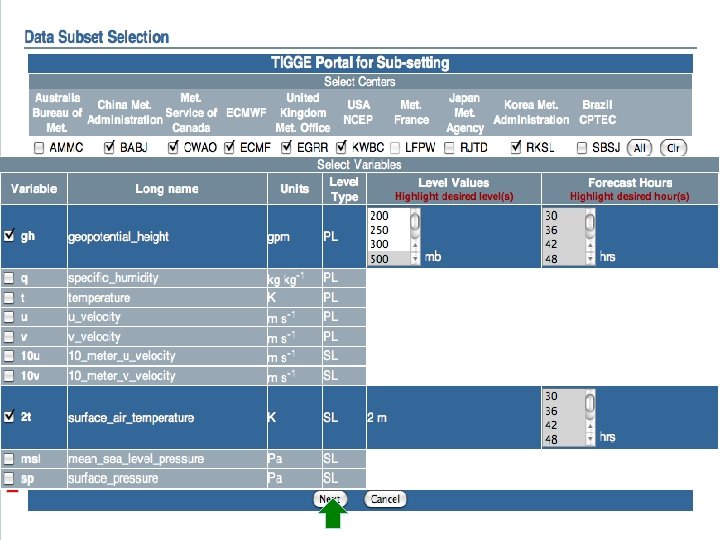 Sample Data Request for an Event 