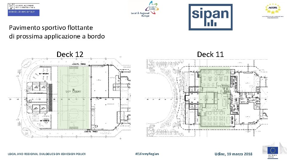 Pavimento sportivo flottante di prossima applicazione a bordo Deck 12 LOCAL AND REGIONAL DIALOGUES