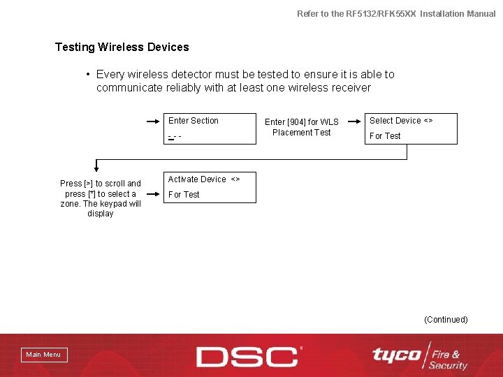 Refer to the RF 5132/RFK 55 XX Installation Manual Testing Wireless Devices • Every