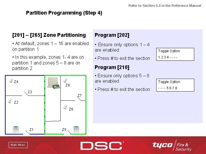 Refer to Section 5. 4 in the Reference Manual Partition Programming (Step 4) [201]