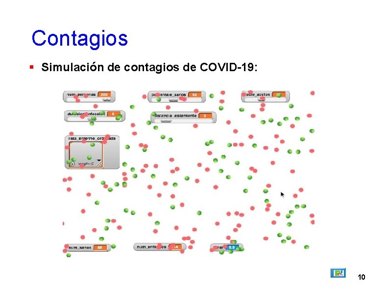 Contagios Simulación de contagios de COVID-19: 10 