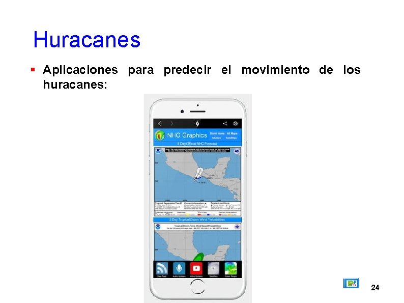 Huracanes Aplicaciones para predecir el movimiento de los huracanes: 24 