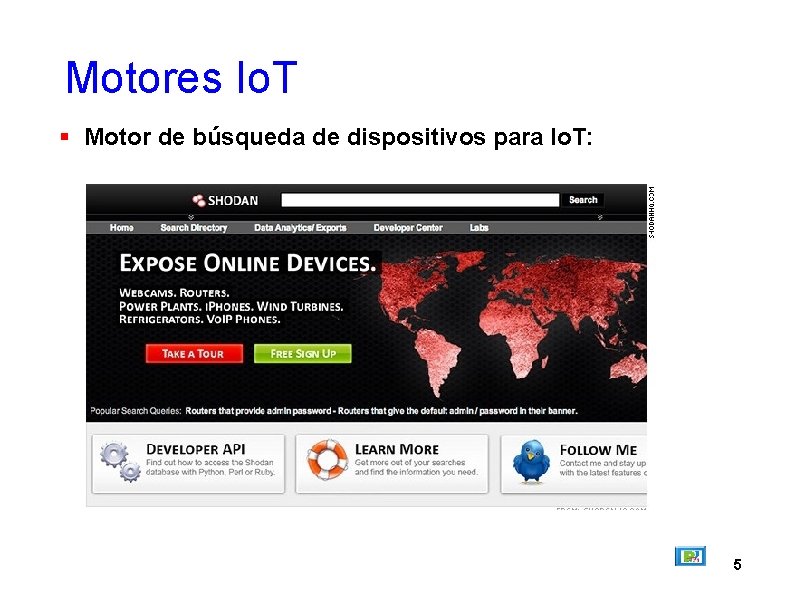Motores Io. T Motor de búsqueda de dispositivos para Io. T: 5 