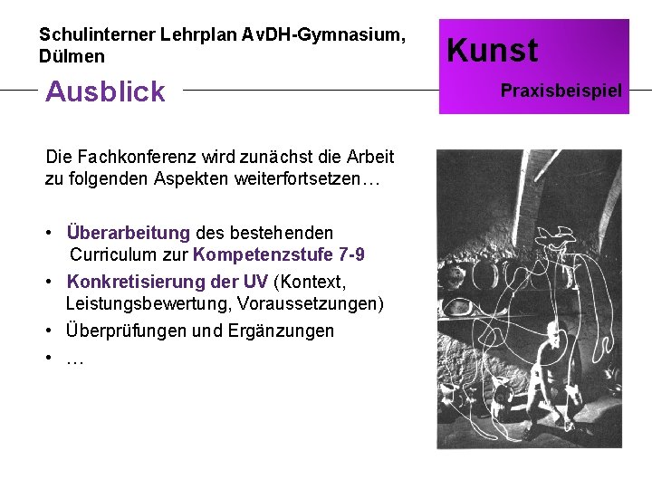 Schulinterner Lehrplan Av. DH-Gymnasium, Dülmen Ausblick Die Fachkonferenz wird zunächst die Arbeit zu folgenden