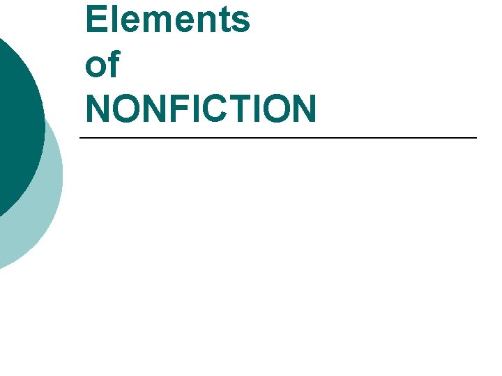 Elements of NONFICTION 