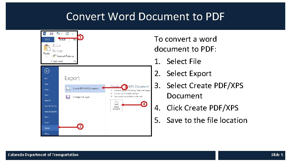 Convert Word Document to PDF 1 3 4 2 Colorado Department of Transportation To