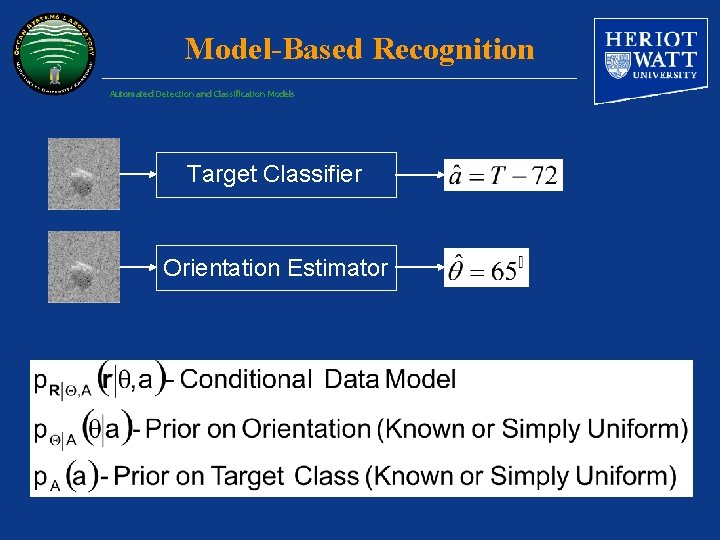 Model-Based Recognition Automated Detection and Classification Models Target Classifier Orientation Estimator 