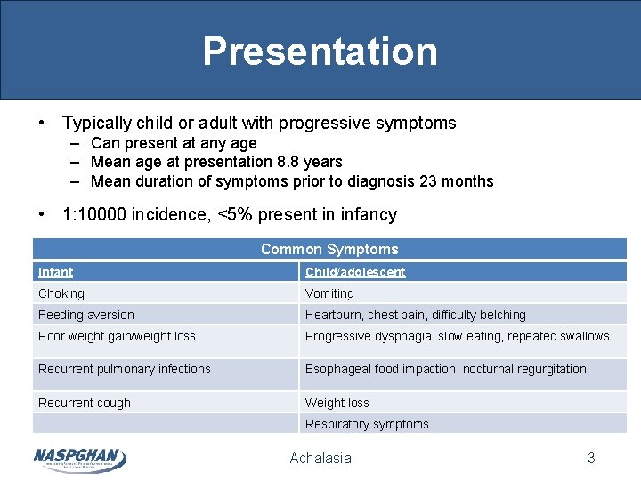 Presentation • Typically child or adult with progressive symptoms – Can present at any Presentation • Typically child or adult with progressive symptoms – Can present at any