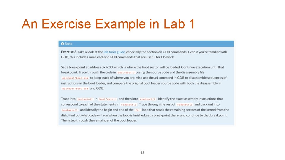 An Exercise Example in Lab 1 12 