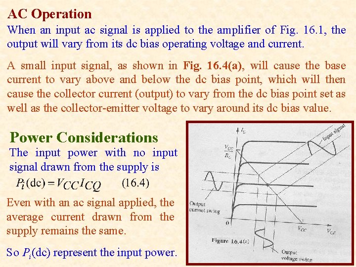 AC Operation When an input ac signal is applied to the amplifier of Fig.
