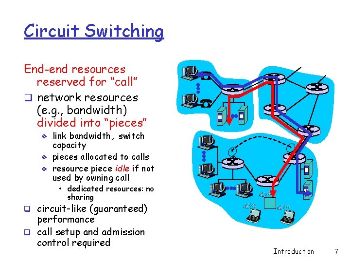 Circuit Switching End-end resources reserved for “call” q network resources (e. g. , bandwidth)