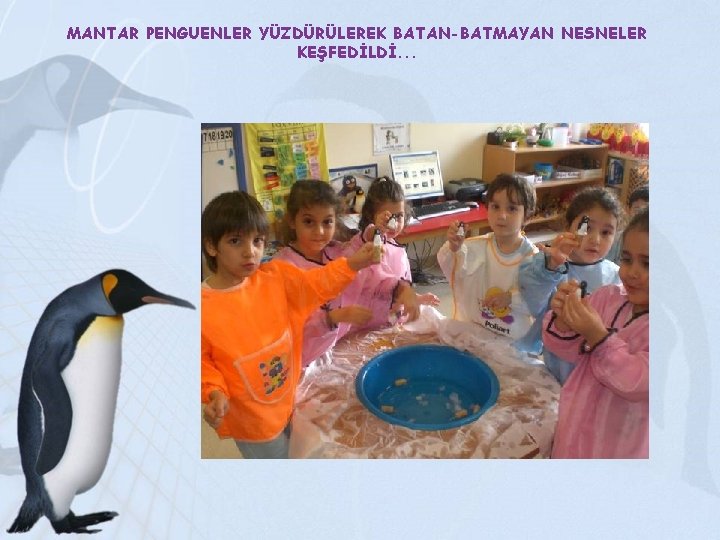 MANTAR PENGUENLER YÜZDÜRÜLEREK BATAN-BATMAYAN NESNELER KEŞFEDİLDİ. . . 