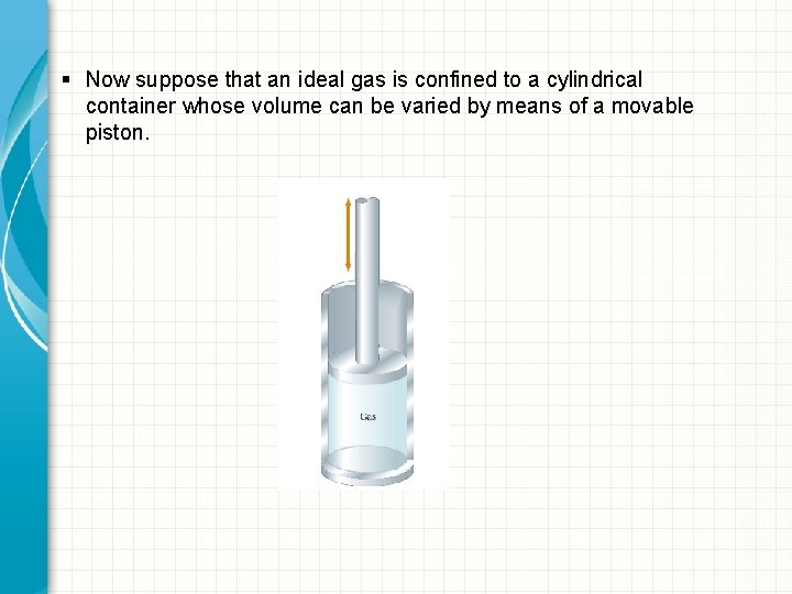 § Now suppose that an ideal gas is confined to a cylindrical container whose