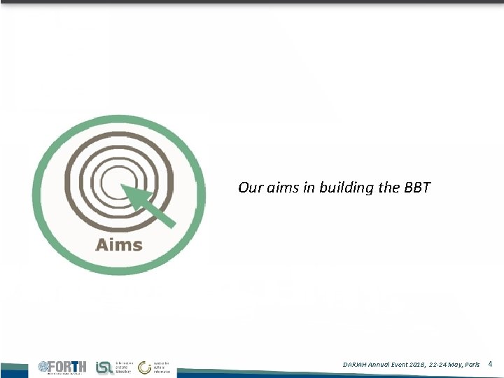 Our aims in building the BBT DARIAH Annual Event 2018, 22 -24 May, Paris