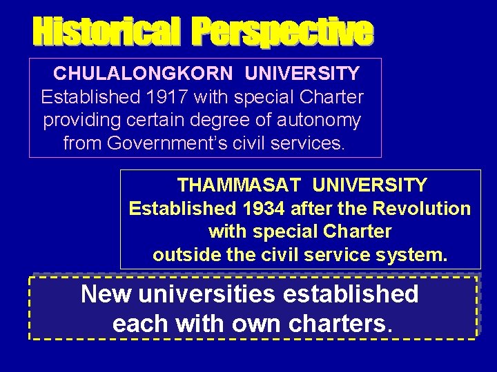 CHULALONGKORN UNIVERSITY Established 1917 with special Charter providing certain degree of autonomy from Government’s