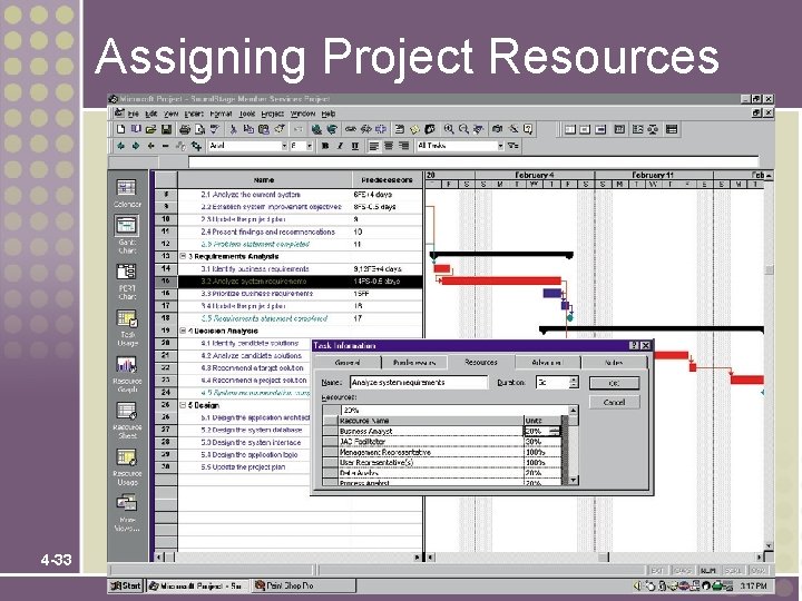Assigning Project Resources 4 -33 Assigning Project Resources 4 -33